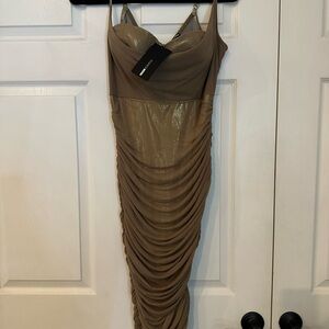 Fashion nova Brown Ruched Dress